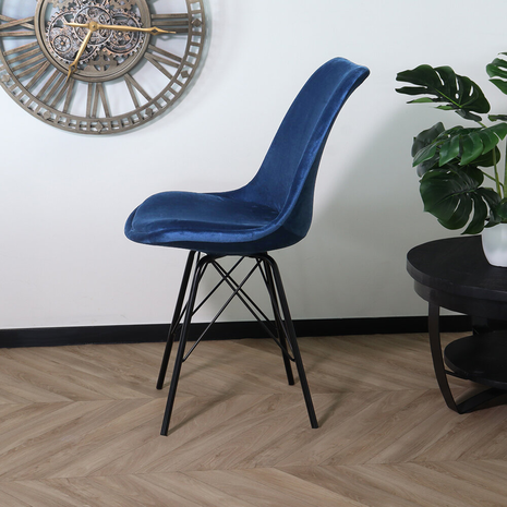 Lizzely Garden & Living Eetkamerstoel Viga donkerblauw velvet eetstoel