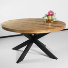 Eettafel rond mangohout 150cm Jones lichtbruin ronde industriële tafel duurzaam mango eetkamertafel Eettafel rond mangohout 150cm Jones lichtbruin ronde industriële tafel duurzaam mango eetkamertafel