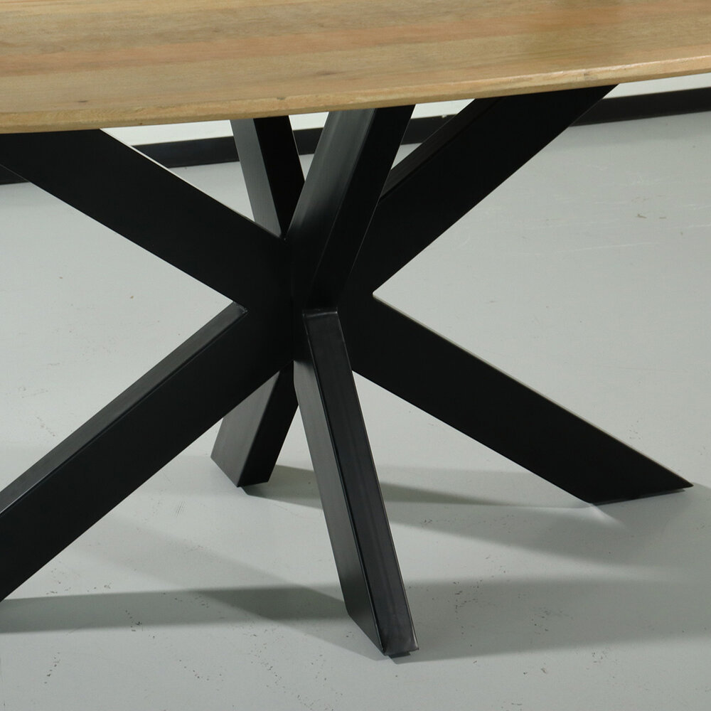 Eettafel deens ovaal mangohout 160cm Austin lichtbruin ovale tafel duurzaam mango eetkamertafel