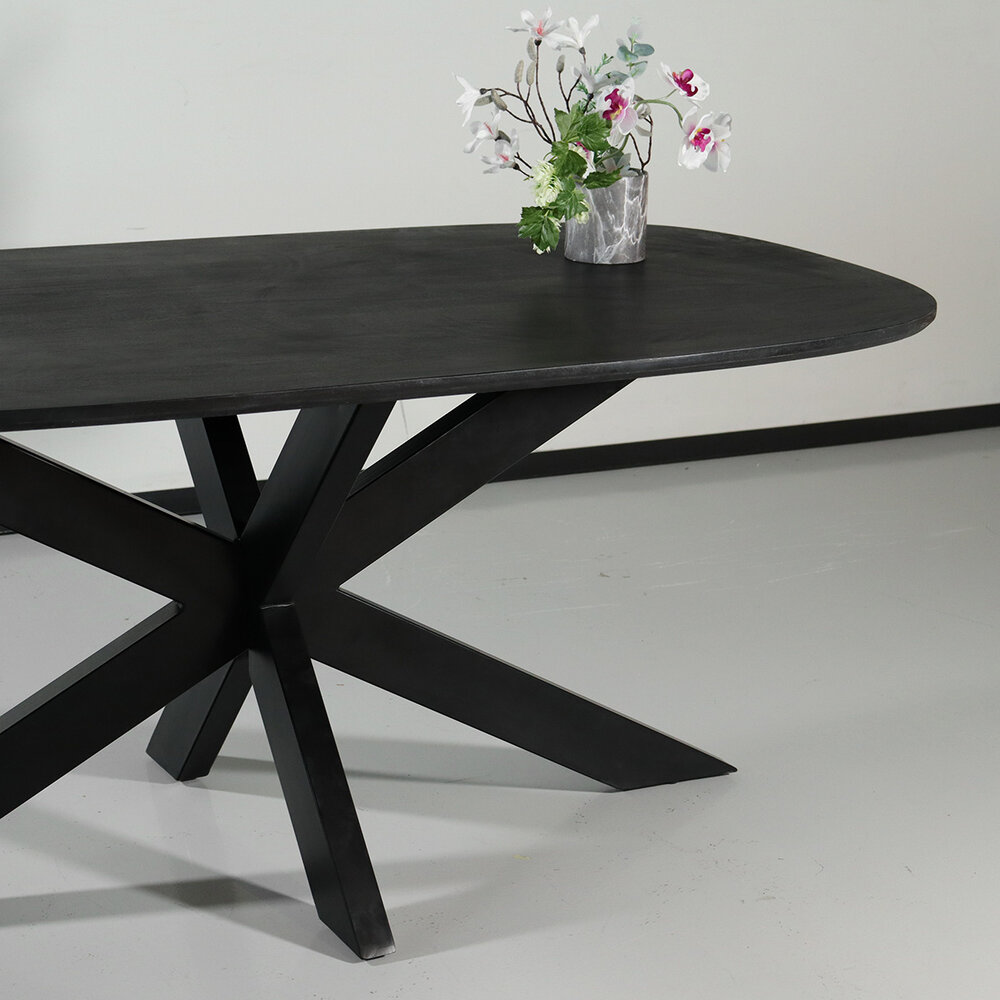 Eettafel deens ovaal mangohout 180cm Austin zwart ovale tafel duurzaam mango eetkamertafel Eettafel deens ovaal mangohout 180cm Austin zwart ovale tafel duurzaam mango eetkamertafel