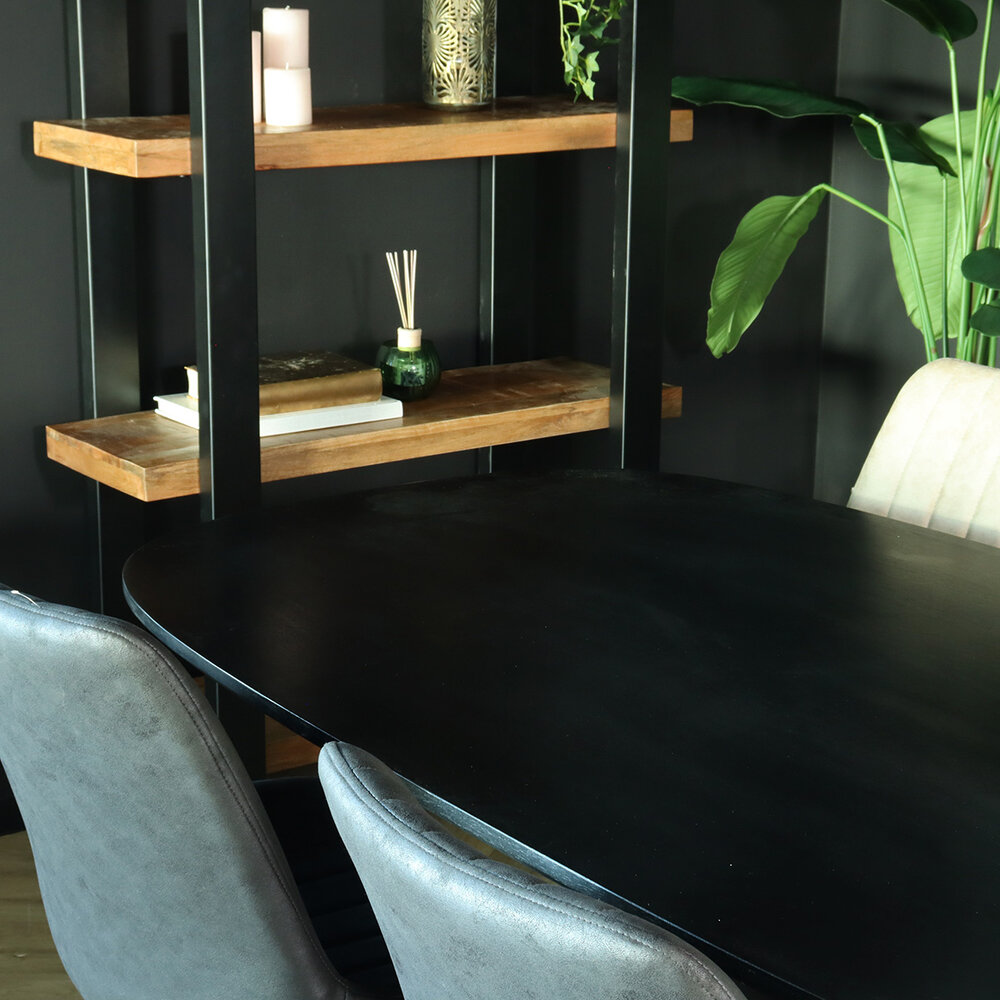 Eettafel deens ovaal mangohout 160cm Austin zwart ovale tafel duurzaam mango eetkamertafel Eettafel deens ovaal mangohout 160cm Austin zwart ovale tafel duurzaam mango eetkamertafel