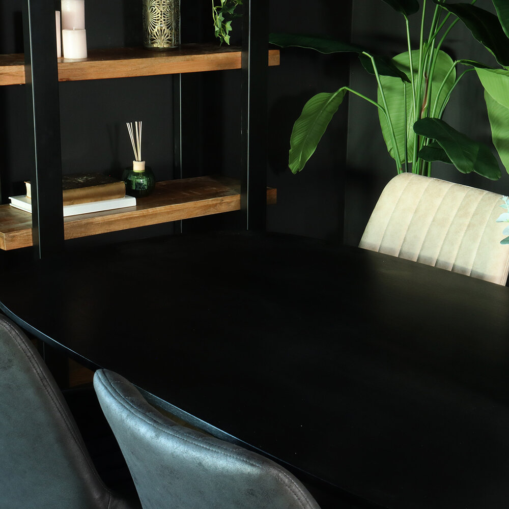 Eettafel deens ovaal mangohout 160cm Austin zwart ovale tafel duurzaam mango eetkamertafel Eettafel deens ovaal mangohout 160cm Austin zwart ovale tafel duurzaam mango eetkamertafel