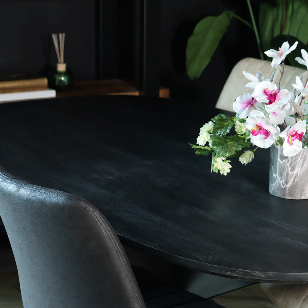 Eettafel deens ovaal mangohout 180cm Austin zwart ovale tafel duurzaam mango eetkamertafel Eettafel deens ovaal mangohout 180cm Austin zwart ovale tafel duurzaam mango eetkamertafel