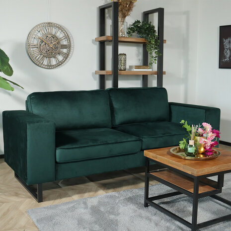 Lizzely Garden & Living Zitbank Zora 2,5-zits donkergroen velvet bank stof bankstel