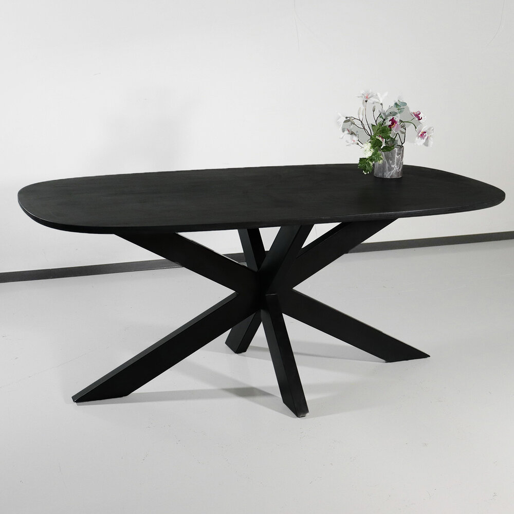 Eettafel deens ovaal mangohout 180cm Austin zwart ovale tafel duurzaam mango eetkamertafel Eettafel deens ovaal mangohout 180cm Austin zwart ovale tafel duurzaam mango eetkamertafel