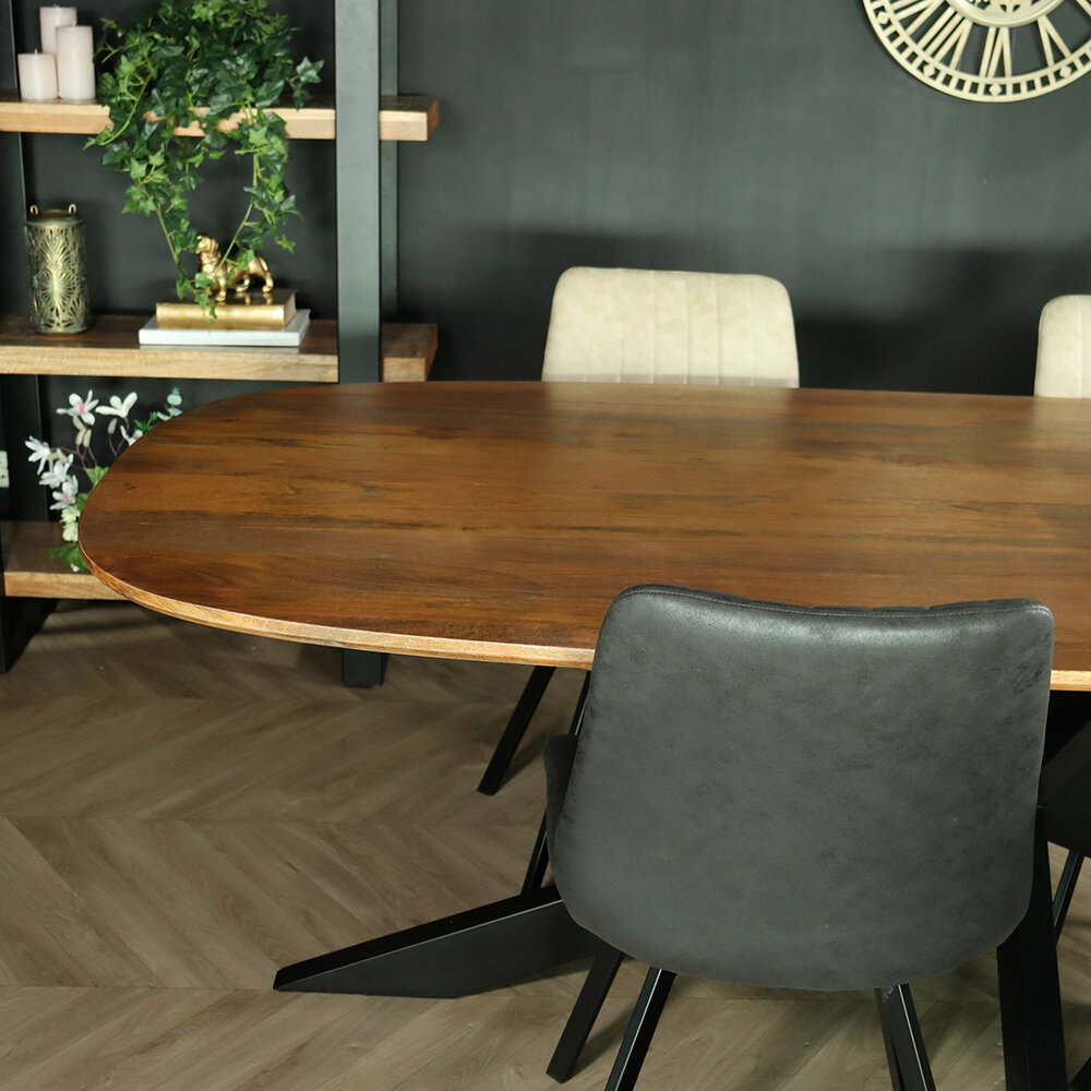 Eettafel deens ovaal mangohout 240cm Austin bruin ovale tafel duurzaam mango eetkamertafel Eettafel deens ovaal mangohout 240cm Austin bruin ovale tafel duurzaam mango eetkamertafel