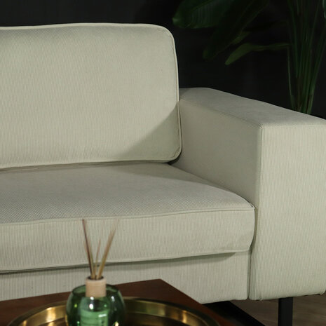 Lizzely Garden & Living Zitbank Zora 2,5-zits beige ribstof bank stof bankstel