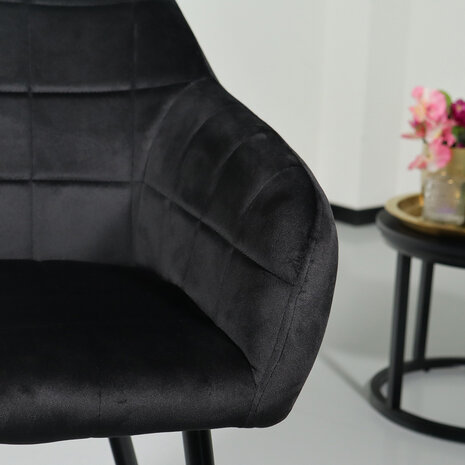 Lizzely Garden & Living Eetkamerstoel met armleuning Barbara zwart velvet eetstoel Lizzely Garden & Living Eetkamerstoel met armleuning Barbara zwart velvet eetstoel