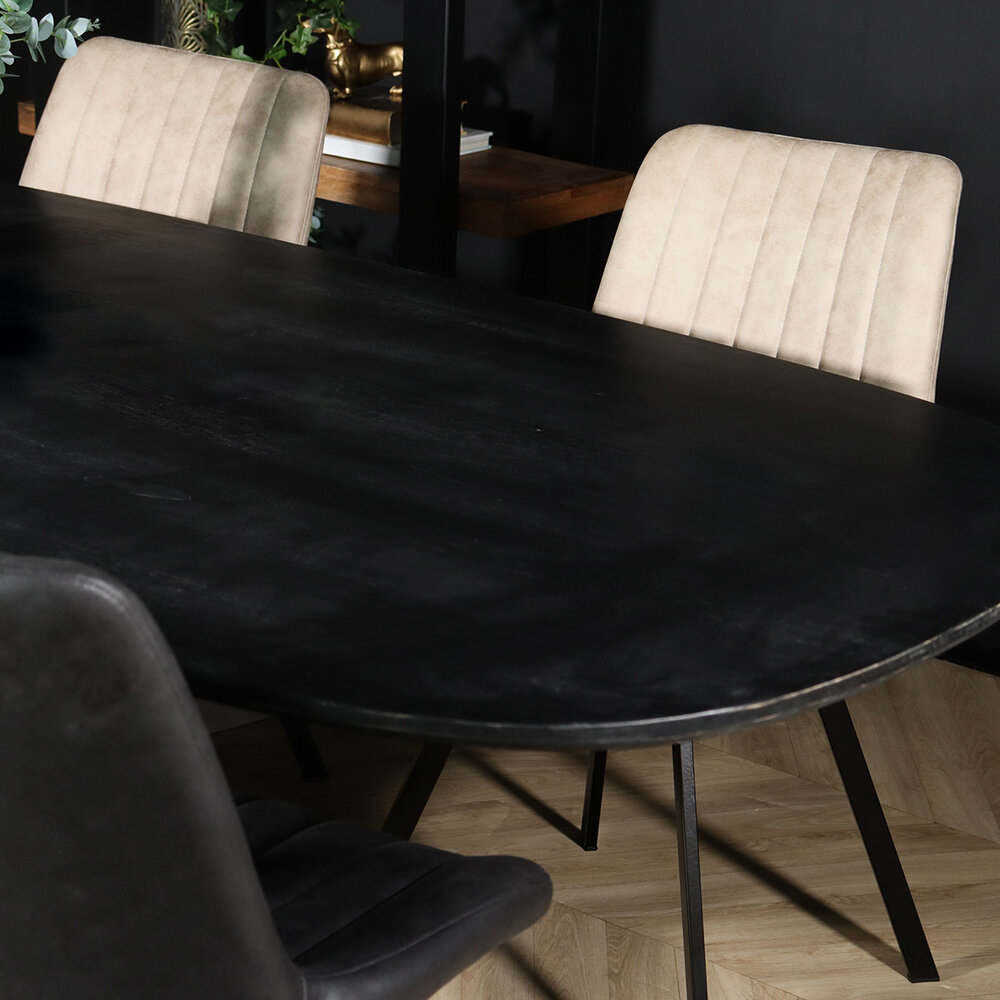 Eettafel deens ovaal mangohout 200cm Austin zwart ovale tafel duurzaam mango eetkamertafel Eettafel deens ovaal mangohout 200cm Austin zwart ovale tafel duurzaam mango eetkamertafel
