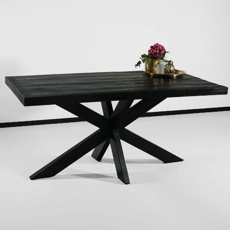Lizzely Garden & Living Eettafel langwerpig mangohout 160cm zwart John langwerpige tafel duurzaam mango eetkamertafel Lizzely Garden & Living Eettafel langwerpig mangohout 160cm zwart John langwerpige tafel duurzaam mango eetkamertafel