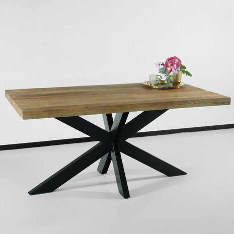 Lizzely Garden & Living Eettafel langwerpig mangohout 160cm lichtbruin John langwerpige tafel duurzaam mango eetkamertafel