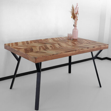 Lizzely Garden & Living Eettafel visgraat Danae 140x90cm acaciahout tafel rechthoekig Lizzely Garden & Living Eettafel visgraat Danae 140x90cm acaciahout tafel rechthoekig