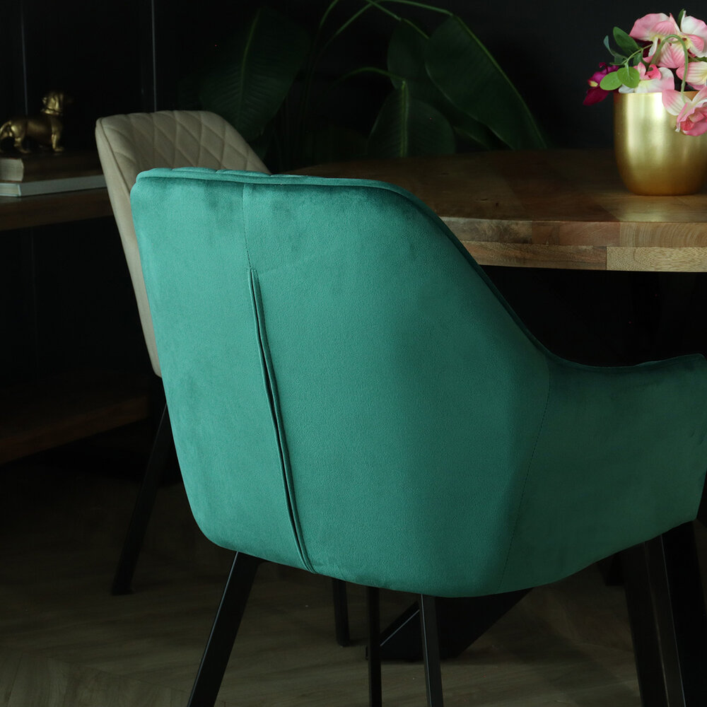 Eetkamerstoel met armleuning Yurgan velvet groen eetstoel Eetkamerstoel met armleuning Yurgan velvet groen eetstoel