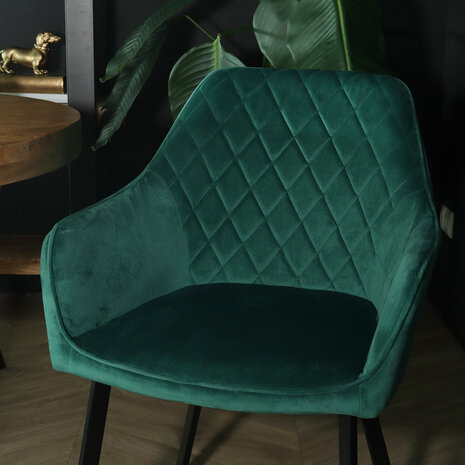 Lizzely Garden & Living Eetkamerstoel met armleuning Yurgan velvet groen eetstoel Lizzely Garden & Living Eetkamerstoel met armleuning Yurgan velvet groen eetstoel