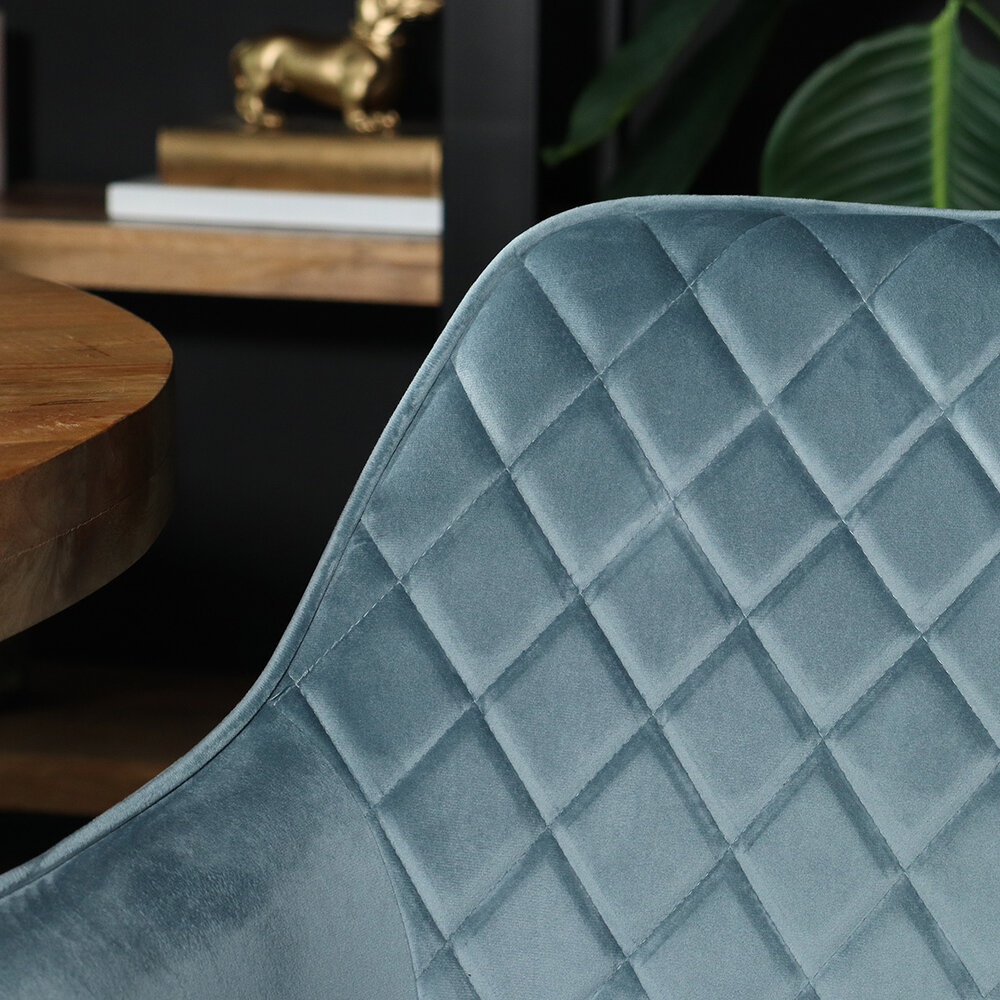 Eetkamerstoel met armleuning Yurgan velvet blauw eetstoel Eetkamerstoel met armleuning Yurgan velvet blauw eetstoel
