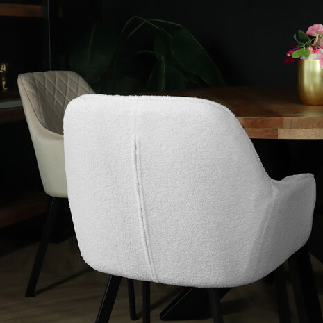 Lizzely Garden & Living Eetkamerstoel met armleuning Yurgan teddy wit eetstoel Lizzely Garden & Living Eetkamerstoel met armleuning Yurgan teddy wit eetstoel
