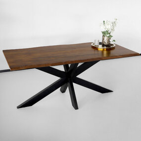 Lizzely Garden & Living Eettafel boomstam mangohout 180cm Indiana industriële duurzaam boomstamtafel mango Lizzely Garden & Living Eettafel boomstam mangohout 180cm Indiana industriële duurzaam boomstamtafel mango