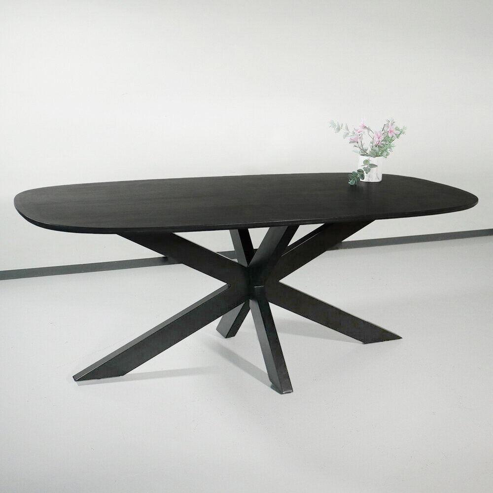 Eettafel deens ovaal mangohout 200cm Austin zwart ovale tafel duurzaam mango eetkamertafel Eettafel deens ovaal mangohout 200cm Austin zwart ovale tafel duurzaam mango eetkamertafel