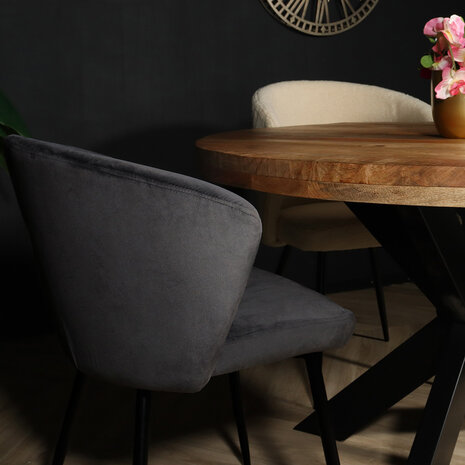 Lizzely Garden & Living Eetkamerstoel velvet grijs Felix eetstoel Lizzely Garden & Living Eetkamerstoel velvet grijs Felix eetstoel