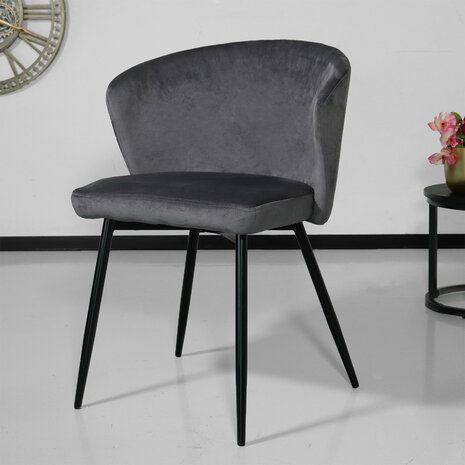 Lizzely Garden & Living Eetkamerstoel velvet grijs Felix eetstoel Lizzely Garden & Living Eetkamerstoel velvet grijs Felix eetstoel