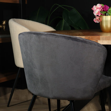 Lizzely Garden & Living Eetkamerstoel velvet grijs Felix eetstoel Lizzely Garden & Living Eetkamerstoel velvet grijs Felix eetstoel