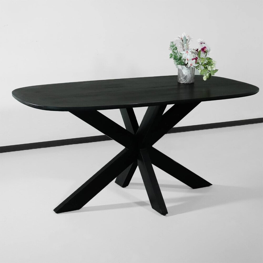 Eettafel deens ovaal mangohout 160cm Austin zwart ovale tafel duurzaam mango eetkamertafel Eettafel deens ovaal mangohout 160cm Austin zwart ovale tafel duurzaam mango eetkamertafel