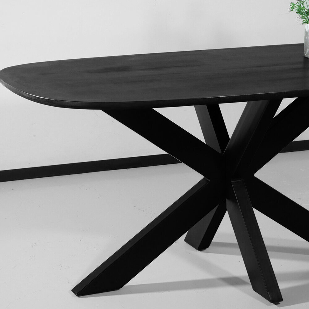 Eettafel deens ovaal mangohout 160cm Austin zwart ovale tafel duurzaam mango eetkamertafel Eettafel deens ovaal mangohout 160cm Austin zwart ovale tafel duurzaam mango eetkamertafel