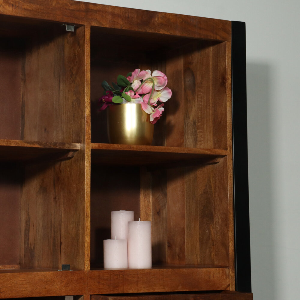 Industriële kast mangohout Dex 150x100cm wandkast duurzaam mango Industriële kast mangohout Dex 150x100cm wandkast duurzaam mango