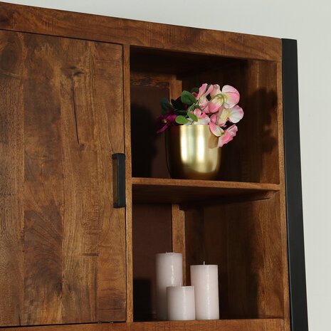 Lizzely Garden & Living Industriële kast mangohout Dex 150x100cm wandkast duurzaam mango Lizzely Garden & Living Industriële kast mangohout Dex 150x100cm wandkast duurzaam mango