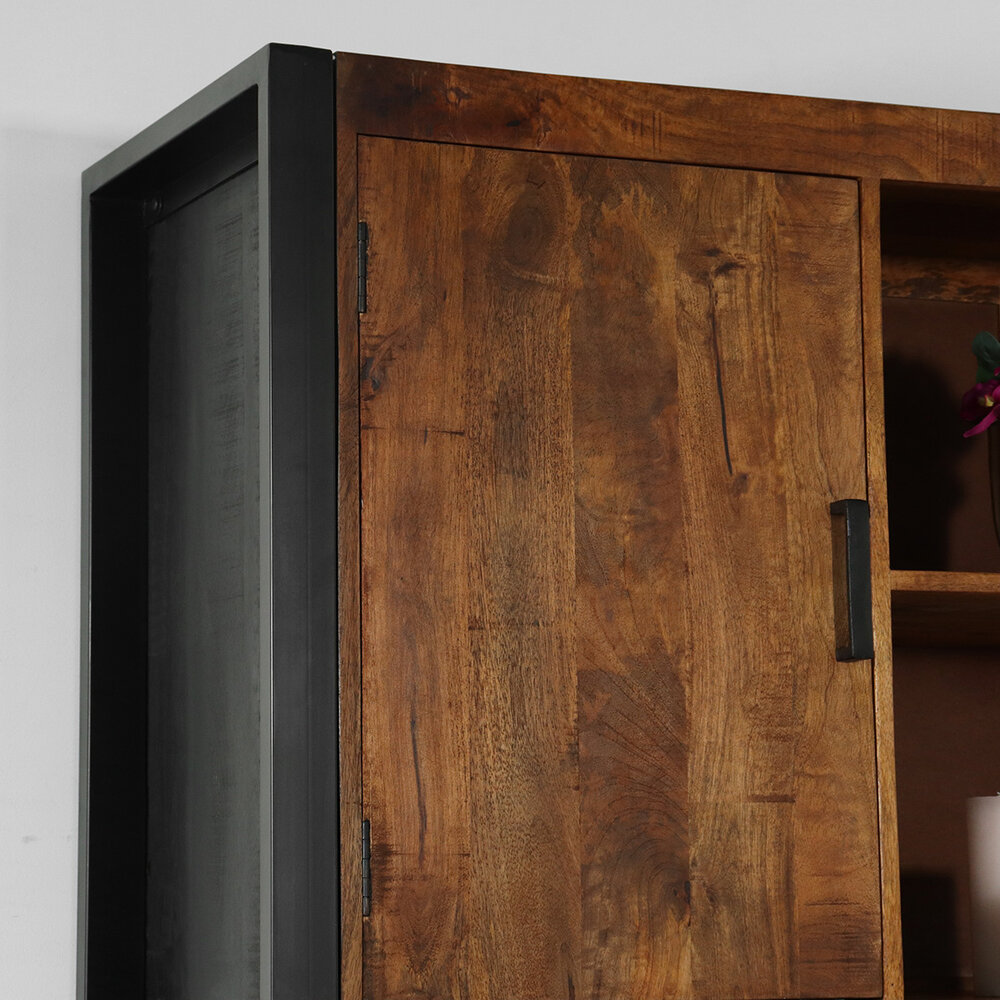 Industriële kast mangohout Dex 150x100cm wandkast duurzaam mango Industriële kast mangohout Dex 150x100cm wandkast duurzaam mango
