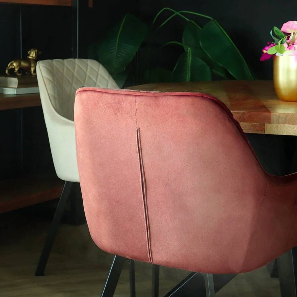 Eetkamerstoel met armleuning Yurgan velvet roze eetstoel Eetkamerstoel met armleuning Yurgan velvet roze eetstoel