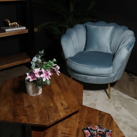 Lizzely Garden & Living Fauteuil zitbank 1 persoons Belle lichtblauw bankje