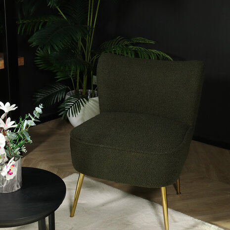 Lizzely Garden & Living Fauteuil zitbank 1 persoons Teddy groen stoel