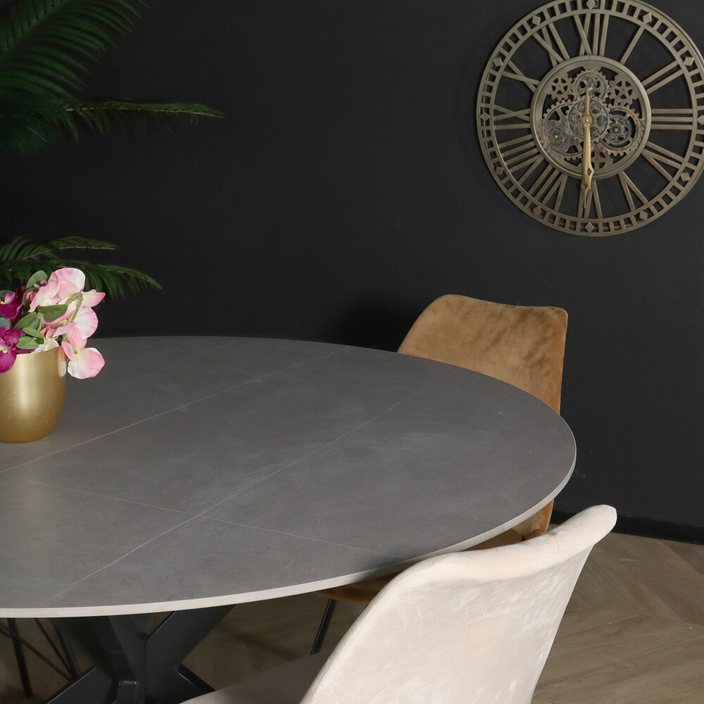 Eettafel rond 130cm Jenna marmerlook grijs ronde tafel Eettafel rond 130cm Jenna marmerlook grijs ronde tafel