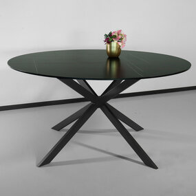 Lizzely Garden & Living Eettafel rond 150cm Jenna marmerlook zwart ronde tafel Lizzely Garden & Living Eettafel rond 150cm Jenna marmerlook zwart ronde tafel