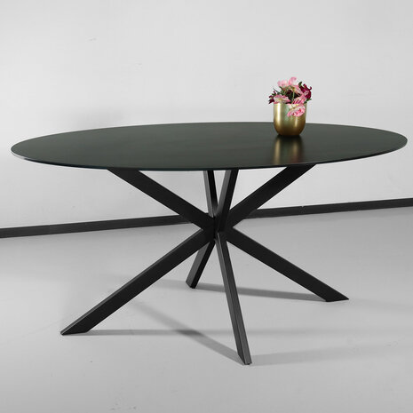 Lizzely Garden & Living Eettafel ovaal 160cm Figo marmerlook zwart ovale tafel steen