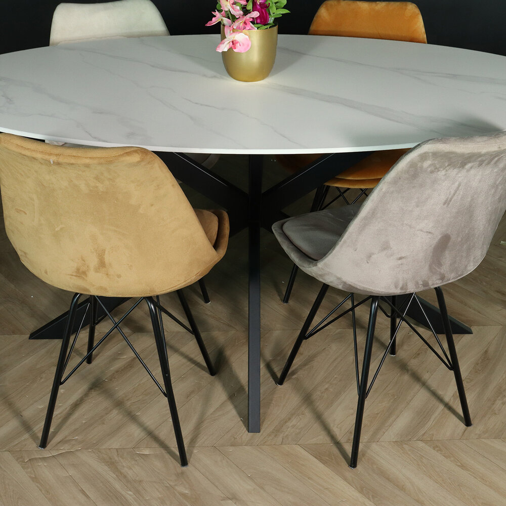 Eettafel ovaal 160cm Figo marmerlook wit ovale tafel steen Eettafel ovaal 160cm Figo marmerlook wit ovale tafel steen