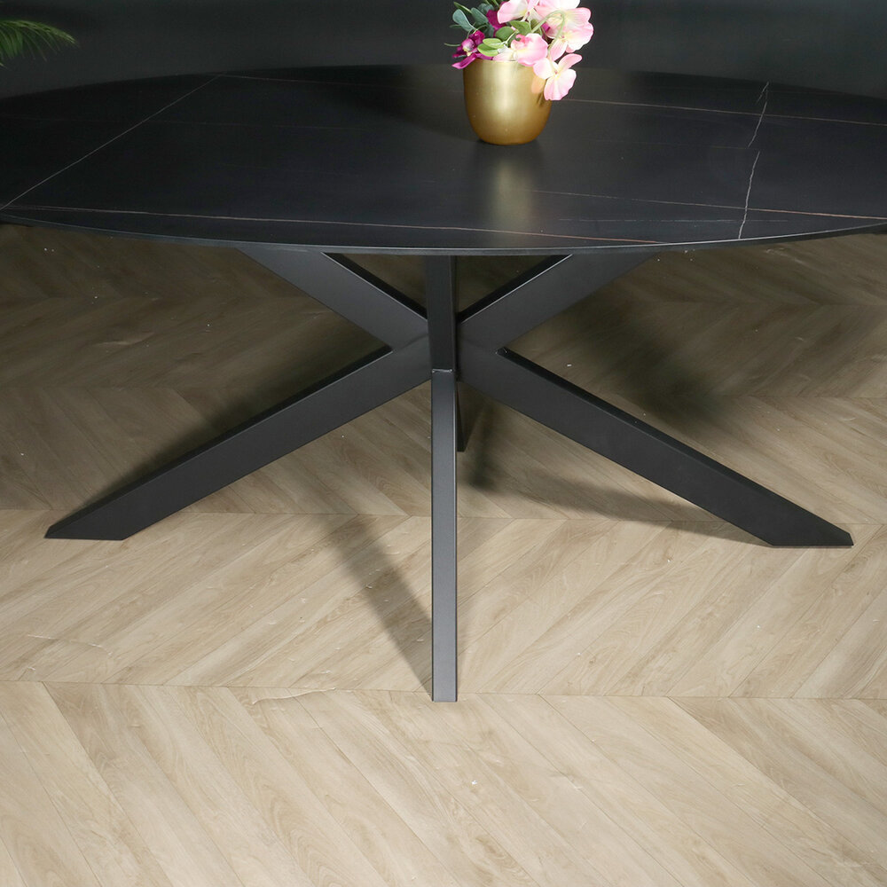 Eettafel ovaal 180cm Figo marmerlook zwart ovale tafel steen Eettafel ovaal 180cm Figo marmerlook zwart ovale tafel steen