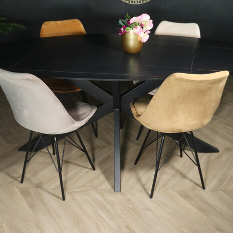 Lizzely Garden & Living Eettafel ovaal 180cm Figo marmerlook zwart ovale tafel steen Lizzely Garden & Living Eettafel ovaal 180cm Figo marmerlook zwart ovale tafel steen