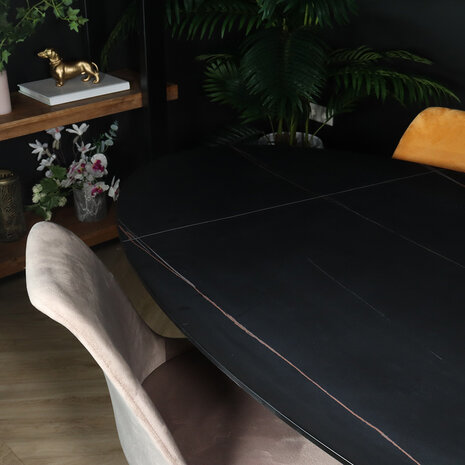 Lizzely Garden & Living Eettafel ovaal 180cm Figo marmerlook zwart ovale tafel steen Lizzely Garden & Living Eettafel ovaal 180cm Figo marmerlook zwart ovale tafel steen