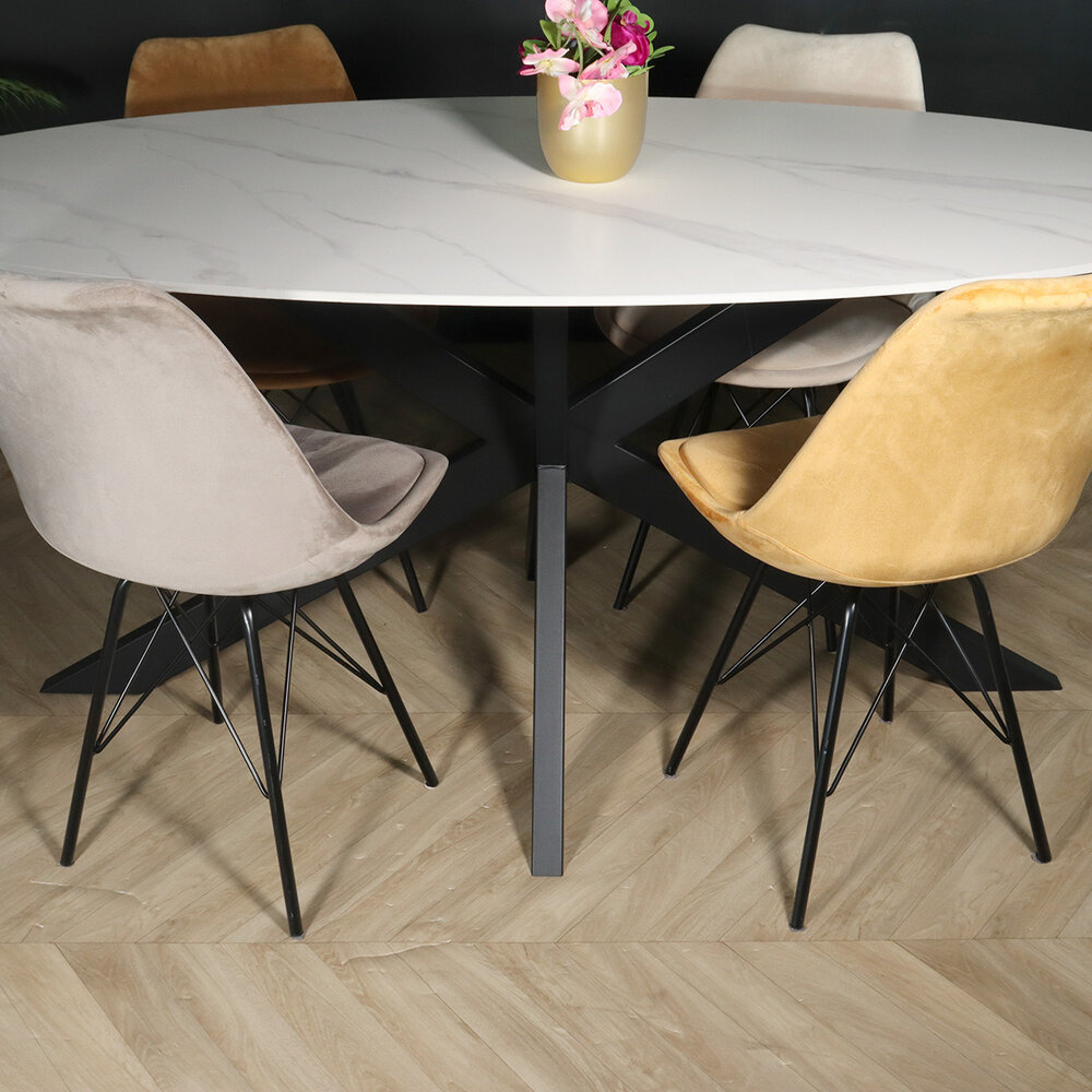 Eettafel ovaal 180cm Figo marmerlook wit ovale tafel steen Eettafel ovaal 180cm Figo marmerlook wit ovale tafel steen