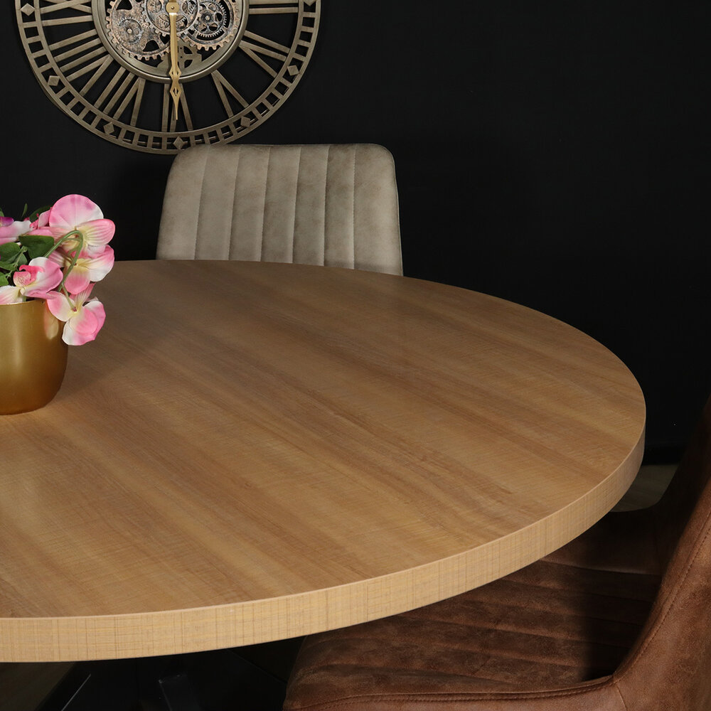Eettafel rond melamine 120cm Sanne lichtbruin ronde tafel Eettafel rond melamine 120cm Sanne lichtbruin ronde tafel