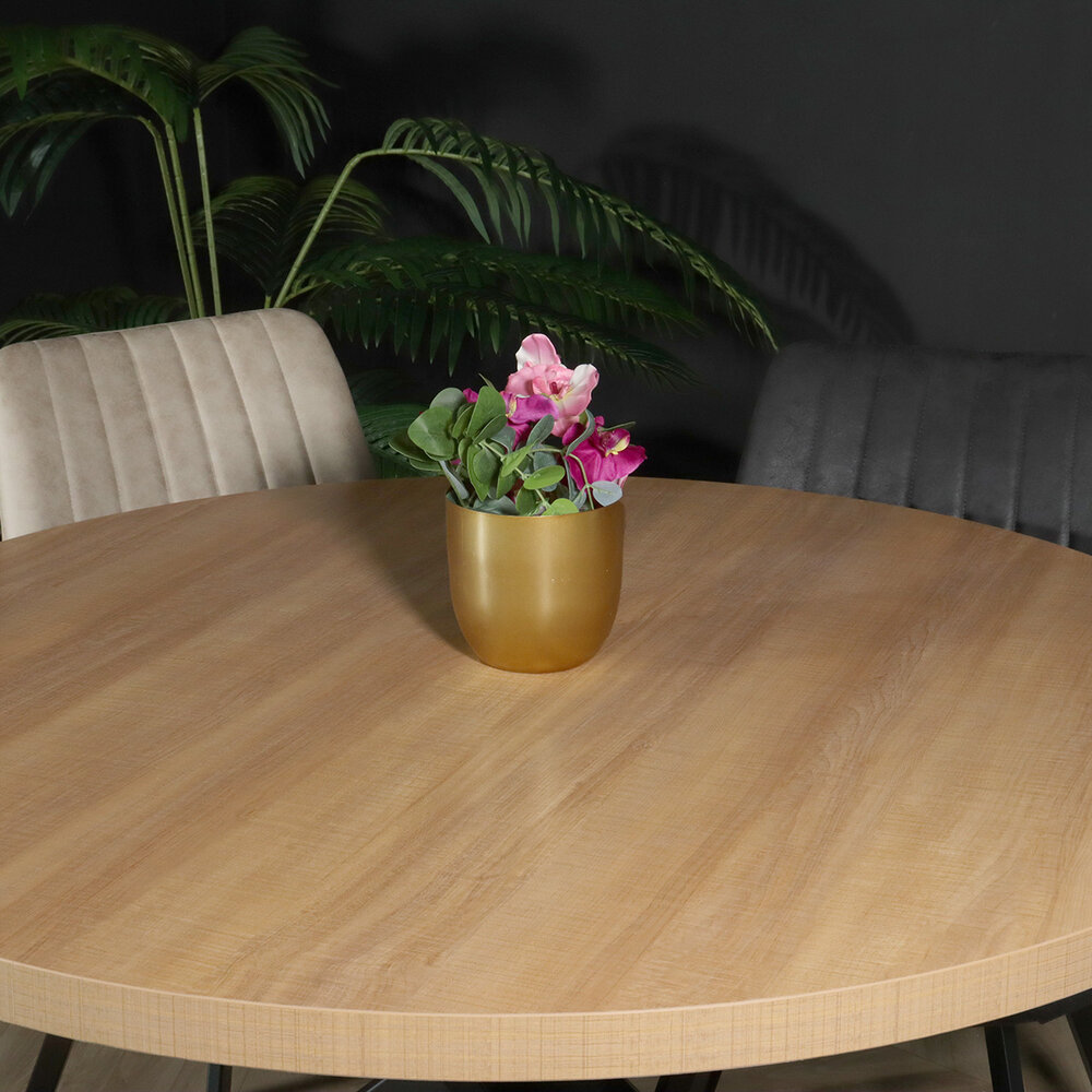 Eettafel rond melamine 120cm Sanne lichtbruin ronde tafel Eettafel rond melamine 120cm Sanne lichtbruin ronde tafel