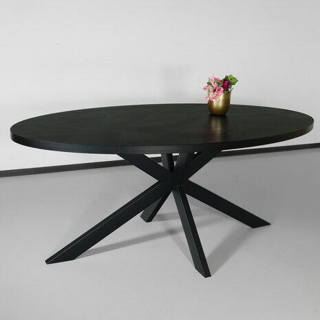 Lizzely Garden & Living Eettafel ovaal melamine 180cm Tommy zwart ovale tafel