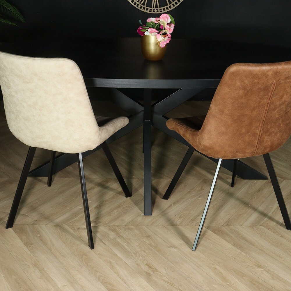 Eettafel ovaal melamine 210cm Tommy zwart ovale tafel