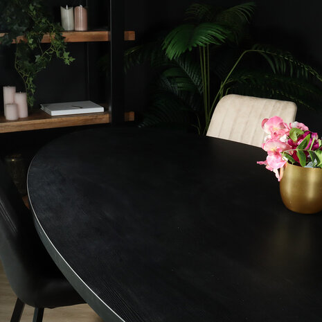 Lizzely Garden & Living Eettafel ovaal melamine 210cm Tommy zwart ovale tafel