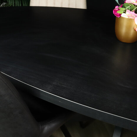 Lizzely Garden & Living Eettafel ovaal melamine 210cm Tommy zwart ovale tafel