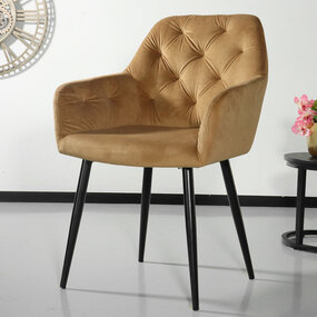 Lizzely Garden & Living Eetkamerstoel met armleuning Paco velvet goud eetstoel Lizzely Garden & Living Eetkamerstoel met armleuning Paco velvet goud eetstoel