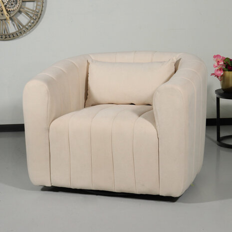 Lizzely Garden & Living Fauteuil Billie velvet wit draaibare fauteuil