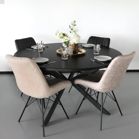 Lizzely Garden & Living Eettafel rond visgraat Ozzy zwart 140cm ronde tafel Lizzely Garden & Living Eettafel rond visgraat Ozzy zwart 140cm ronde tafel